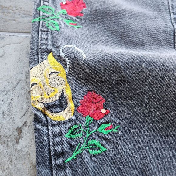 Vtg Dickies Jeans Women 40x30 Embroidered Performing Arts Comedy & Tragedy Roses - Picture 4 of 15